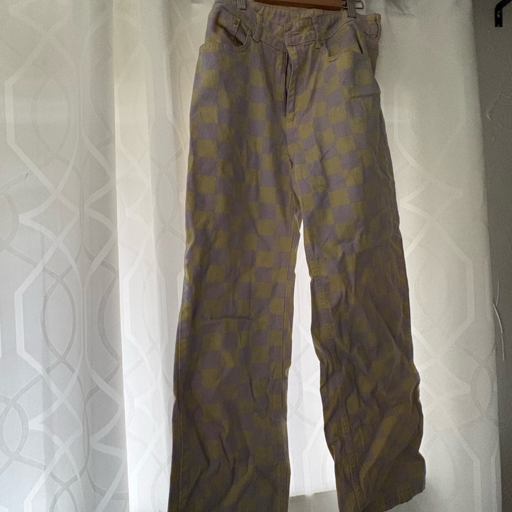 Yellow and lilac Checkered jeans